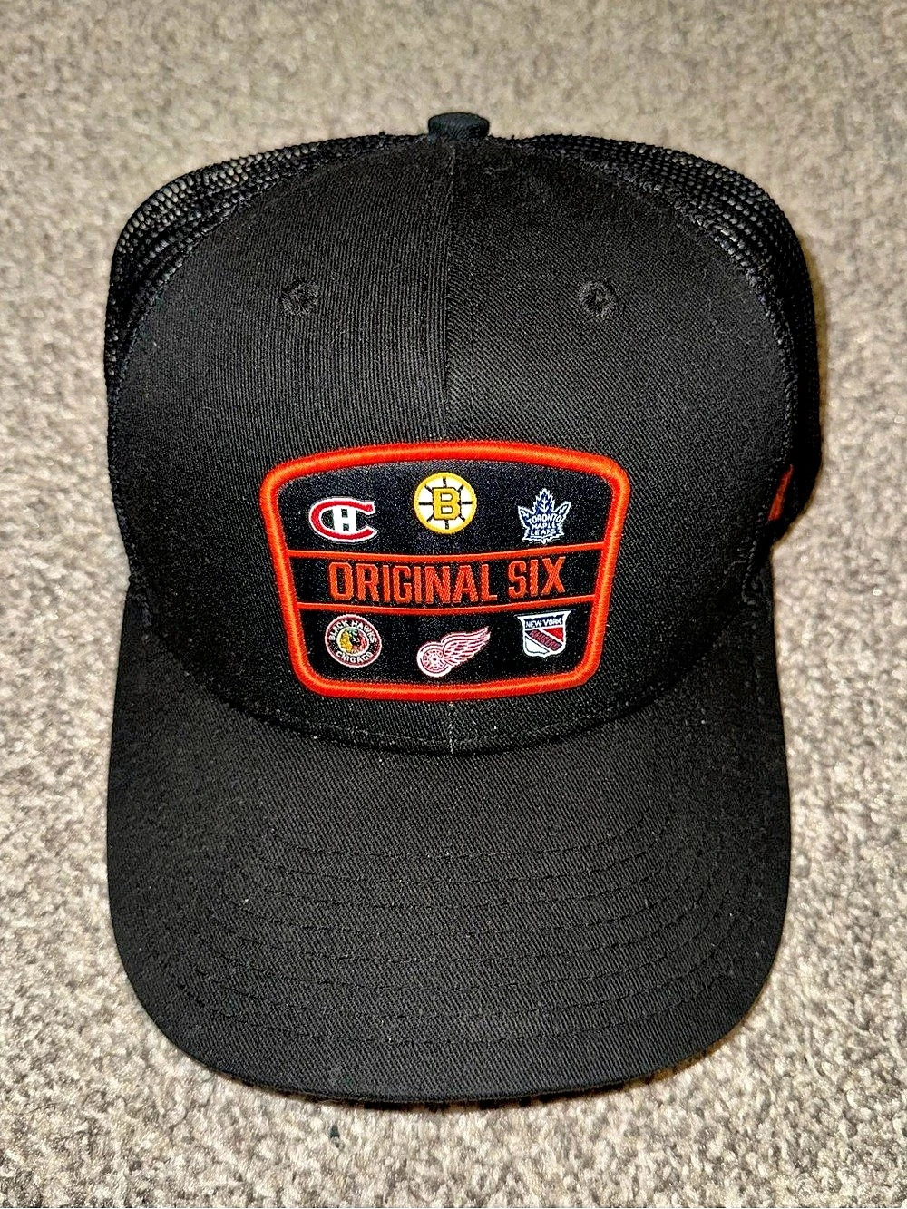'47 Brand NHL Original Six Trucker Hat Black & Orange Like New